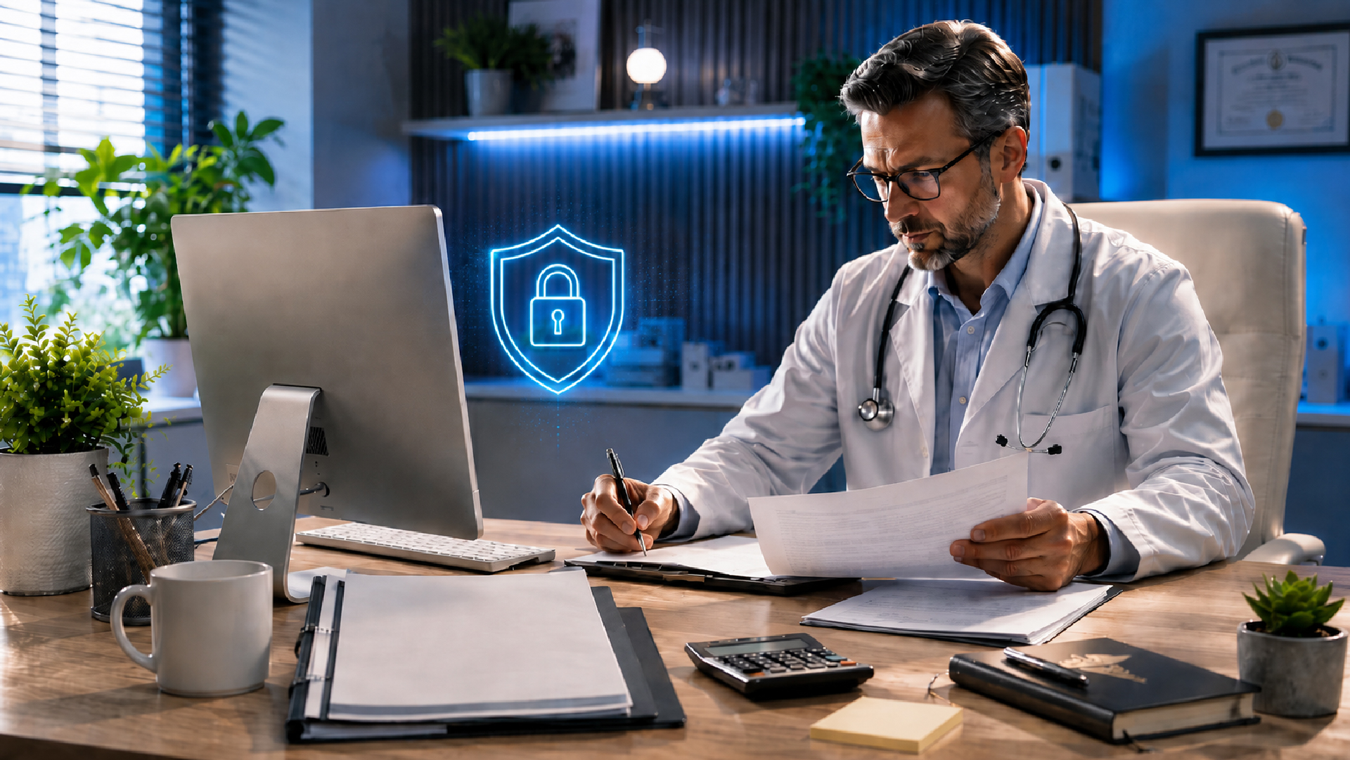 Practice administrator using medical billing software to manage payments and claims.