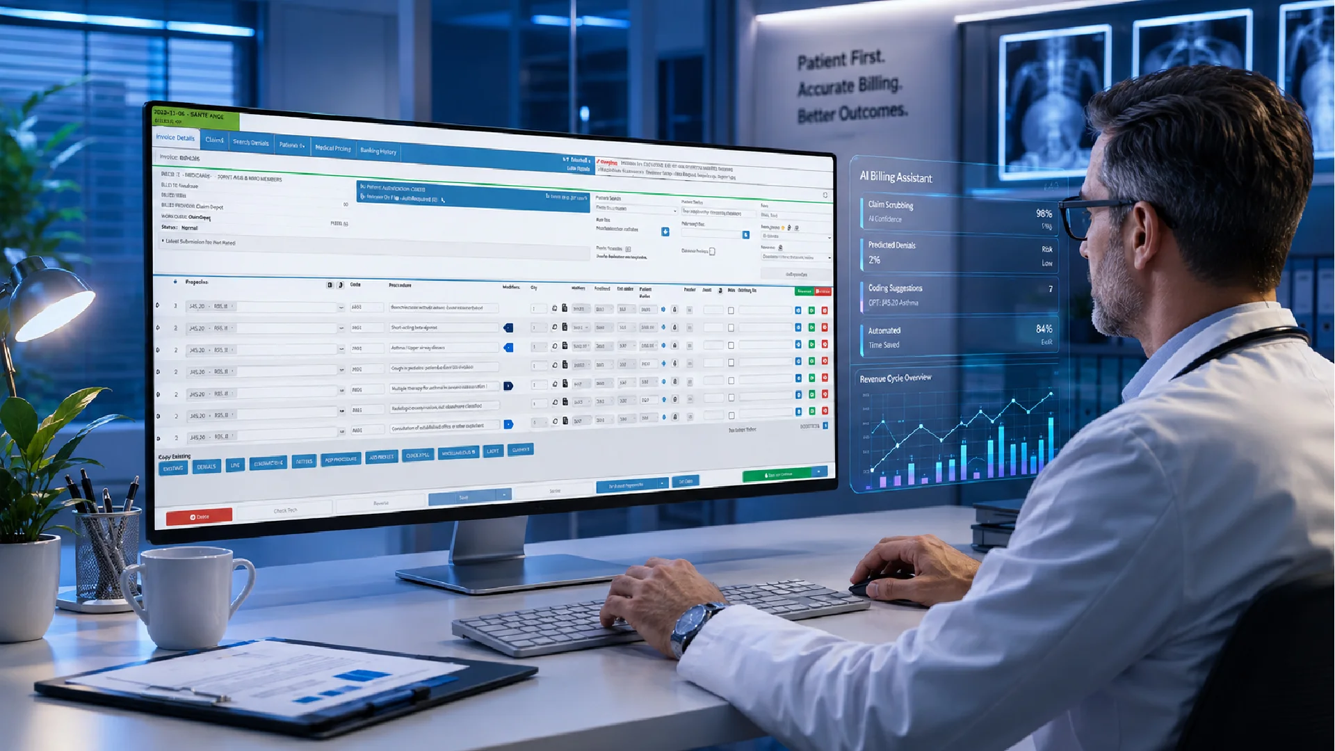 ai-medical-billing-software.jpg-100 Medical billing professional using AI medical billing software to manage claims and billing workflows